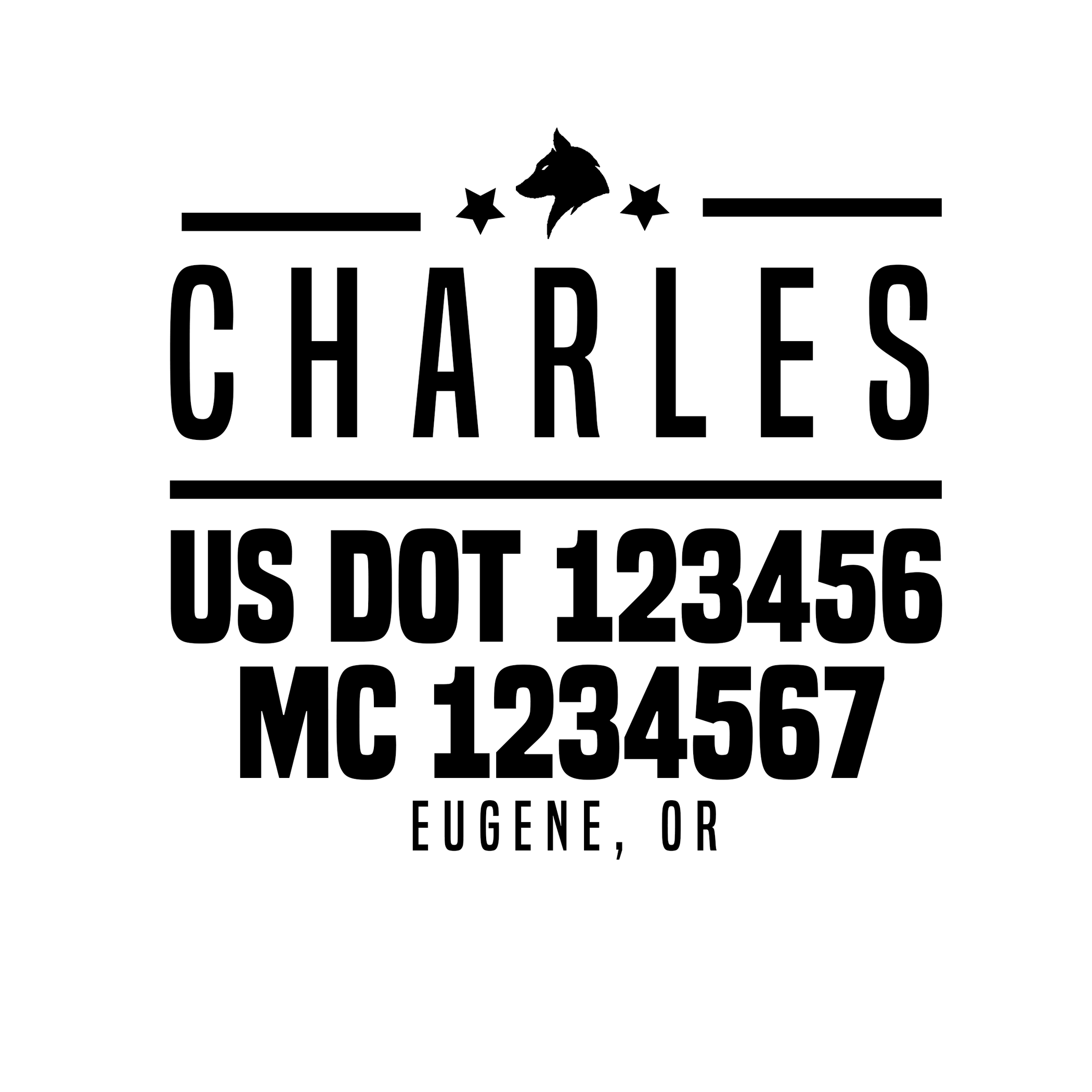 Company Name with Regulation Lines Decal USDOT NUMBER STICKERS