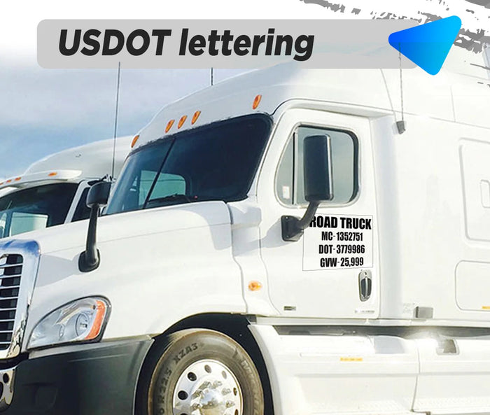 Trucking Transport Company Name with USDOT, MC, CA & GVW Number Sticker Decal Lettering (Set of 2)