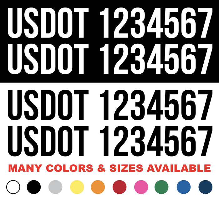 Custom USDOT Number Decal Sticker Vinyl Lettering For Commercial Trucks (Set of 2)