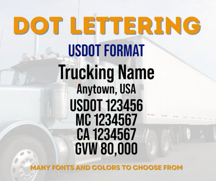 6 Line Trucking Template USDOT, MC, GVW & Extra Lines Number Sticker Decal Lettering (Set of 2)