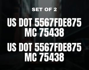 US DOT DOT MC 2 Lines Number Sticker Decal Lettering (Set of 2)