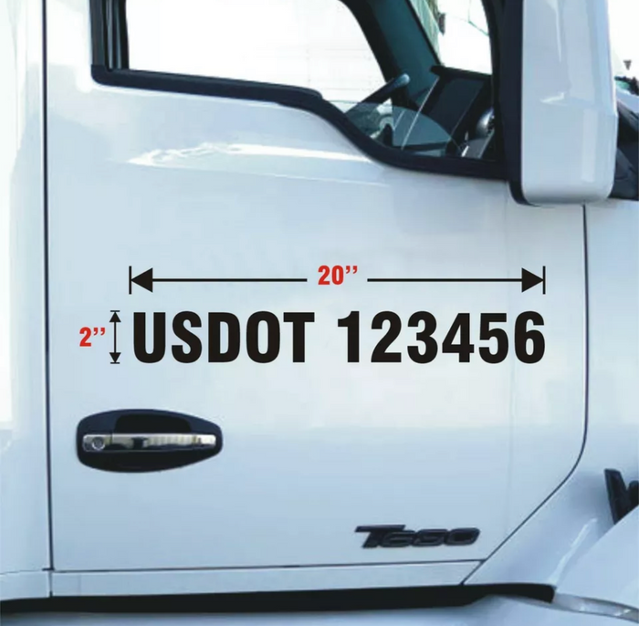 USDOT (DOT) Registration Truck Number Lettering Decal Sticker (Set of 2)