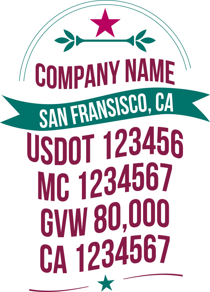 Company Name Truck Door Decal (USDOT, MC, GVW, CA) (set of 2)