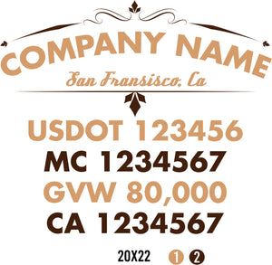 Company Name Truck Door Decal (USDOT, MC, GVW, CA) (set of 2)
