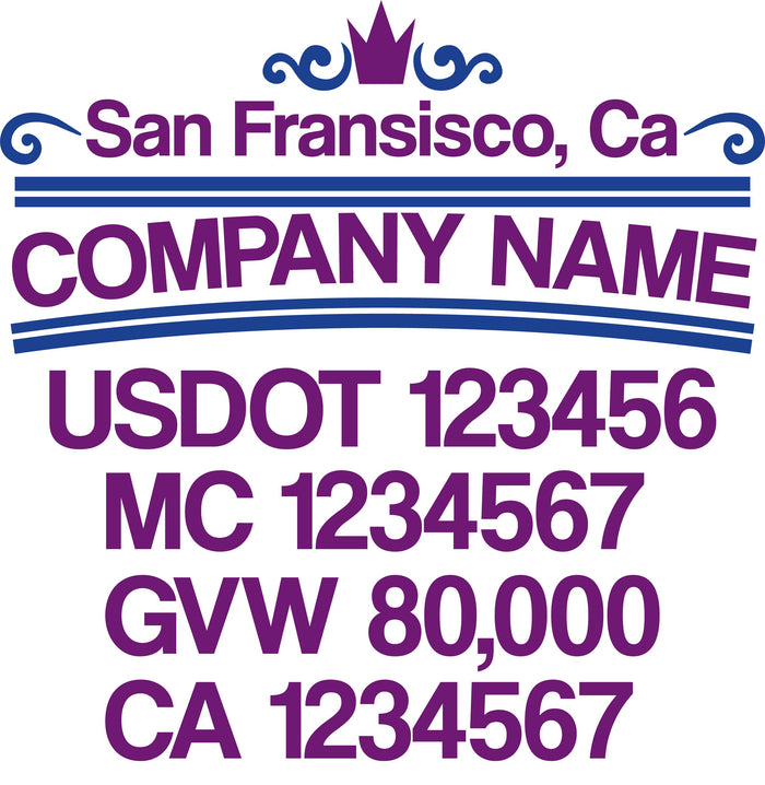 Company Name Truck Door Decal (USDOT, MC, GVW, CA) (set of 2)