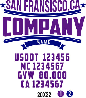 Company Name Truck Door Decal (USDOT, MC, GVW, CA) (set of 2)