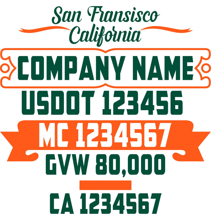 Company Name Truck Door Decal (USDOT, MC, GVW, CA) (set of 2)