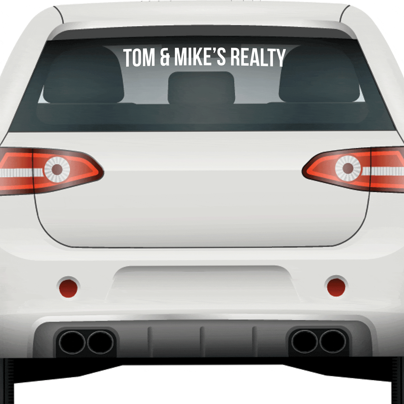 Stickers on back online window of car