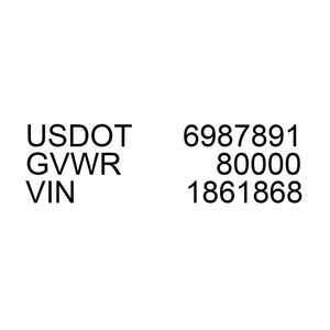 Vinyl Graphic Lettering USDOT, MC, KYU & GVW Decal Sticker (Set of 2)