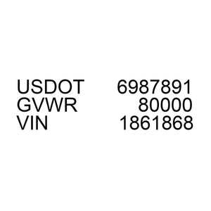 USDOT & Truck (UNIT) Number Decal Sticker (Set of 2)