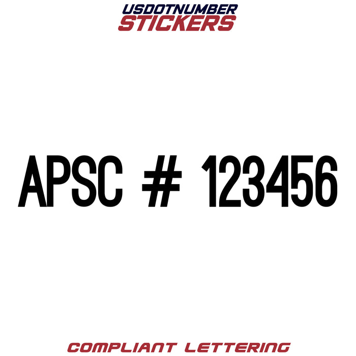 APSC Number Regulation Decal (Set of 2)