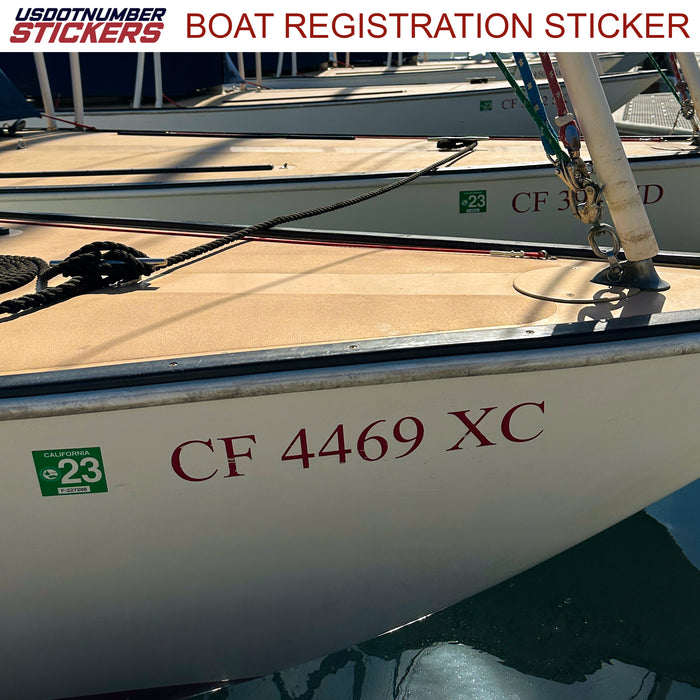 Custom Boat Registration Numbers | Commercial Boat Hull ID Number Decals (Set of 2)