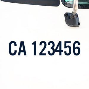 CA Number Decal Sticker (California Regulation Number)