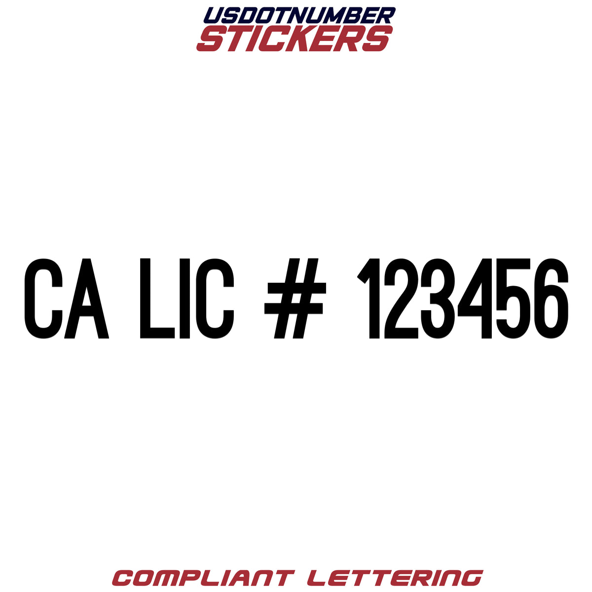 CA LIC # Number Regulation Decal (Set of 2) – USDOT NUMBER STICKERS