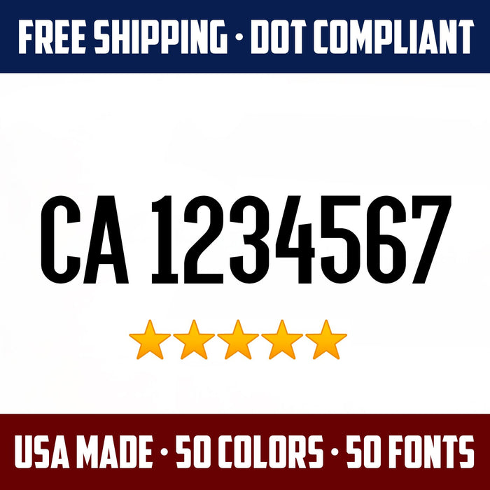 CA Number Decal Sticker (Set of 2)
