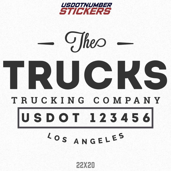 Company Name Truck Lettering USDOT Decal Sticker (Set of 2)