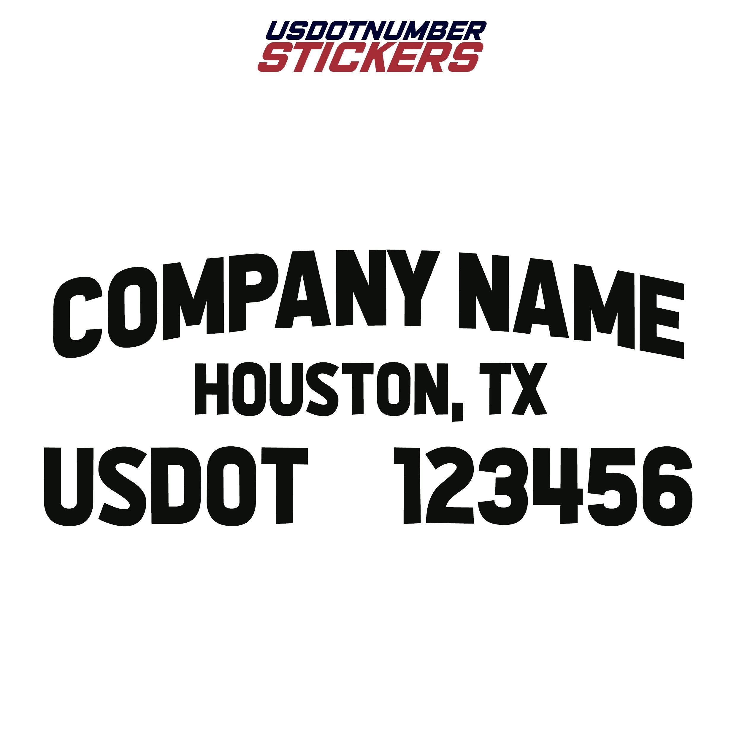 Company Name, Location & USDOT Decal Sticker (Set of 2
