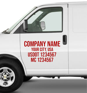 company name with location usdot mc lettering decal
