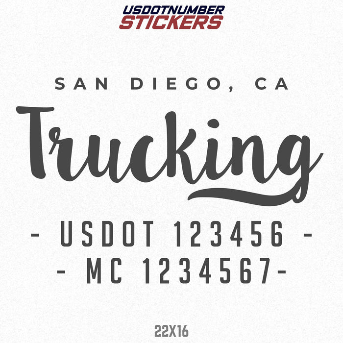 Company Name Truck Lettering with USDOT & MC Decal Sticker (Set of 2)