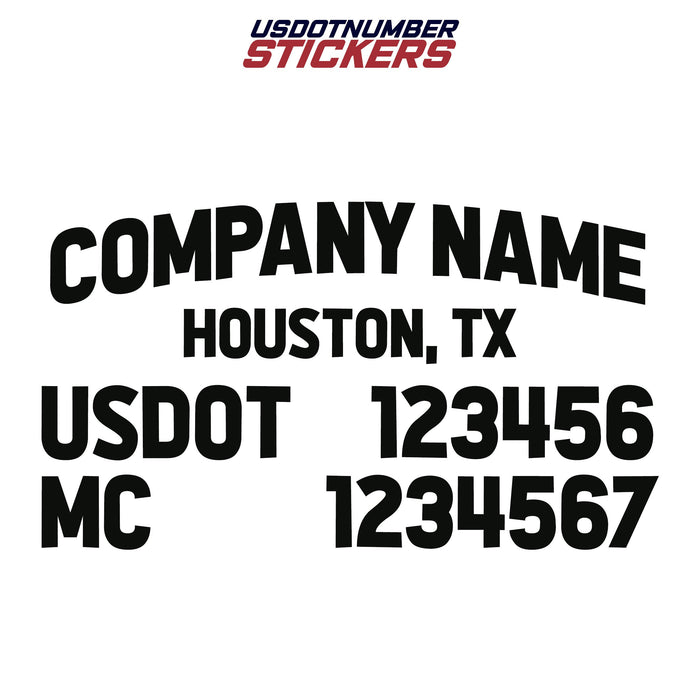 Company Name, Location, USDOT & MC Decal Sticker (Set of 2)