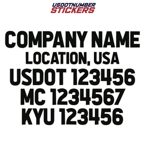 company, location, usdot mc kyu decal sticker