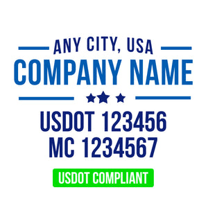 company name truck door decal with usdot mc lettering
