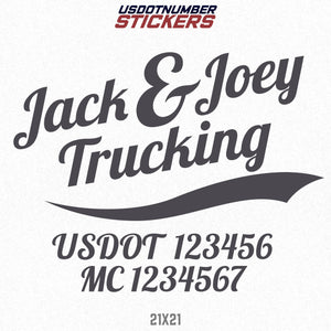 trucking company door decal with usdot mc 