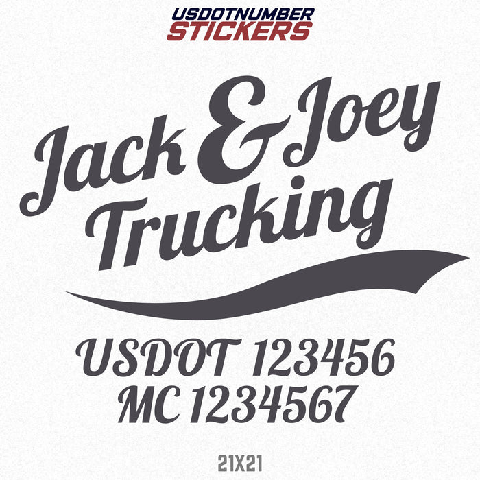 Company Name Truck Door Lettering with USDOT & MC Decal Sticker (Set of 2)