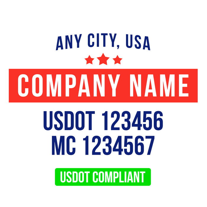Trucking Name Truck Door Decal with USDOT & MC Lettering (Set of 2)