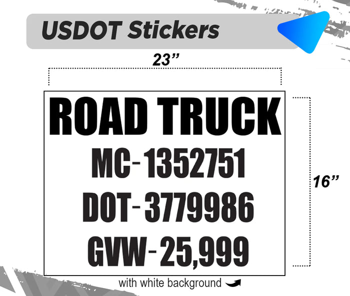 Company Name with GVW and USDOT & MC Number Sticker Decal Lettering (Set of 2)