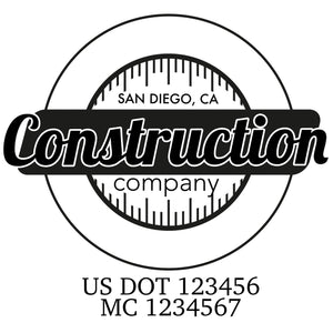 company name construction circle and US DOT