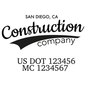 company name construction label and US DOT