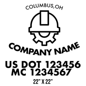 company name construction helmet mesh and US DOT