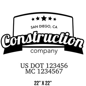 company name construction label and US DOT