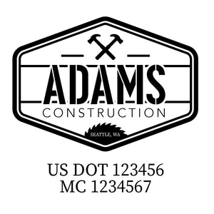 company name construction hammer and US DOT