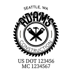 company name construction hammer and US DOT