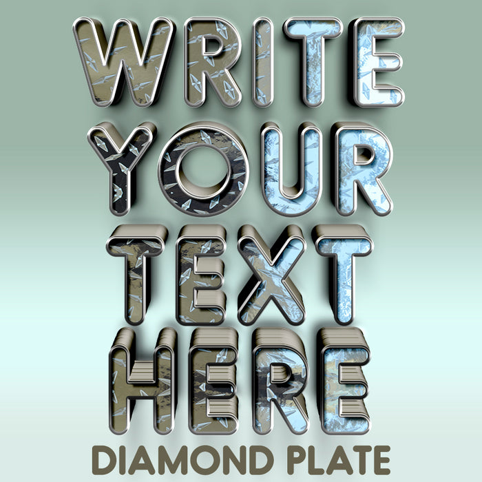 Write Your Text Here Decal Sticker Diamond Plate (Set of 2)