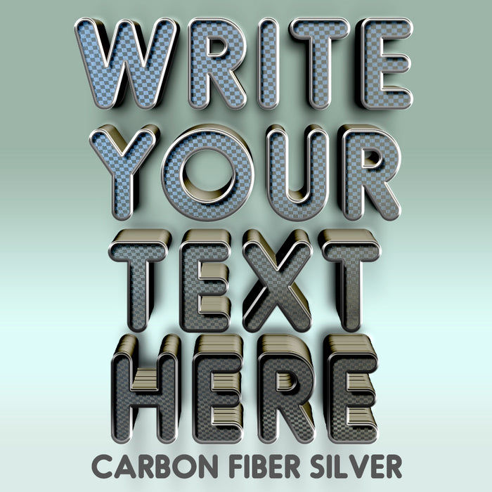 Write Your Text Here Decal Sticker Carbon Fiber Silver (Set of 2)