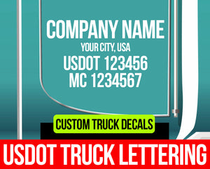 company name with usdot mc truck lettering
