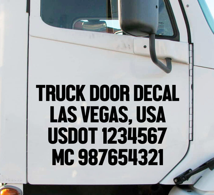 4 Line Truck Door Decal Sticker with USDOT, MC & GVW Lettering (Set of 2)