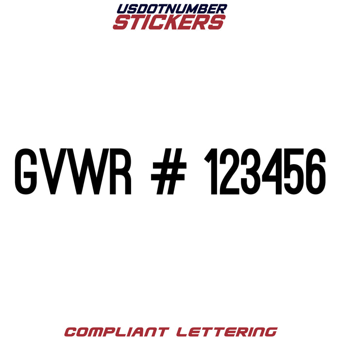 GVWR Number Regulation Decal (Set of 2)