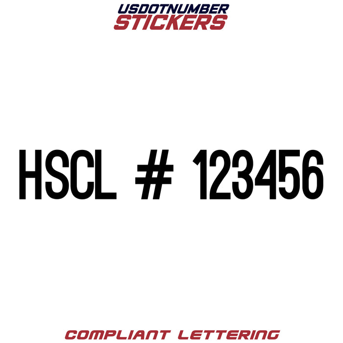 HSCL Number Regulation Decal (Set of 2)