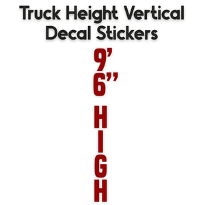 truck height vertical decal stickers