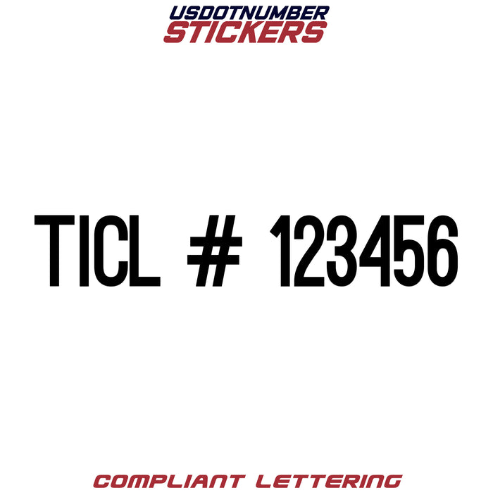 TICL Number Regulation Decal (Set of 2)