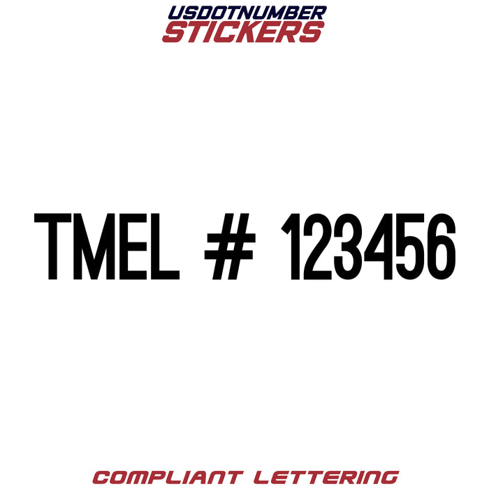 TMEL Number Regulation Decal (Set of 2)