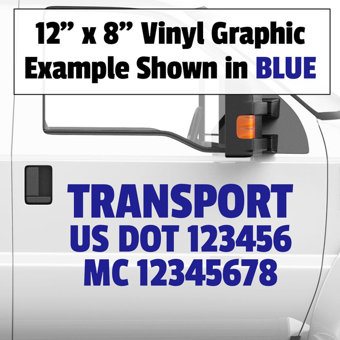 Company Name, USDOT & MC 3 Line Vinyl Graphic Lettering Decal (Set of 2)