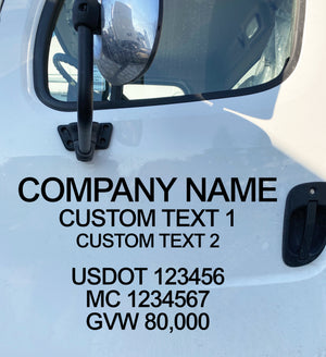 company name truck door decal with usdot mc gvw decal lettering