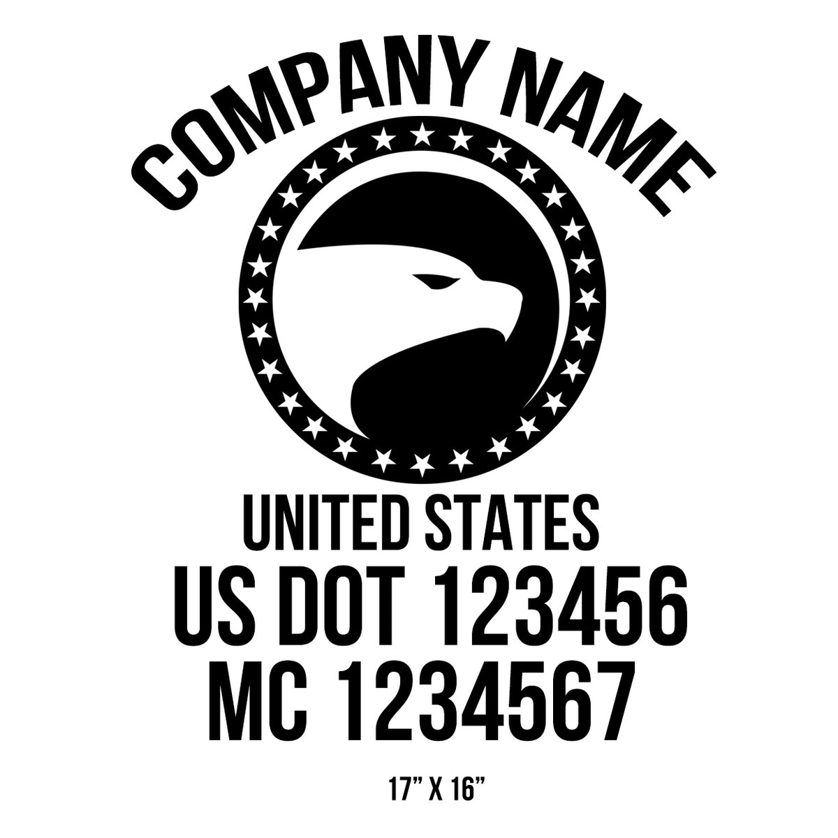 Company Name + 2 Regulation Lines Decal, USDOT (Set of 2) – USDOT ...