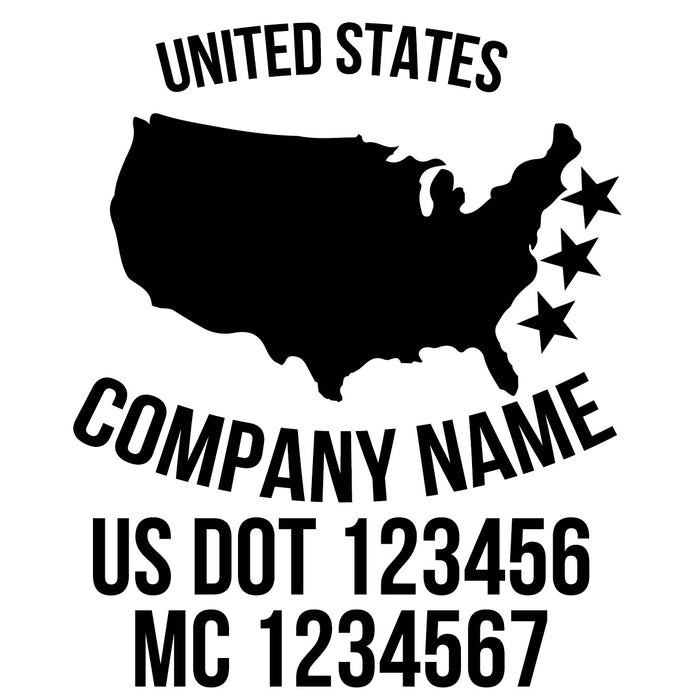 Company Name Truck Decal with 2 Regulation Lines, USDOT (Set of 2)