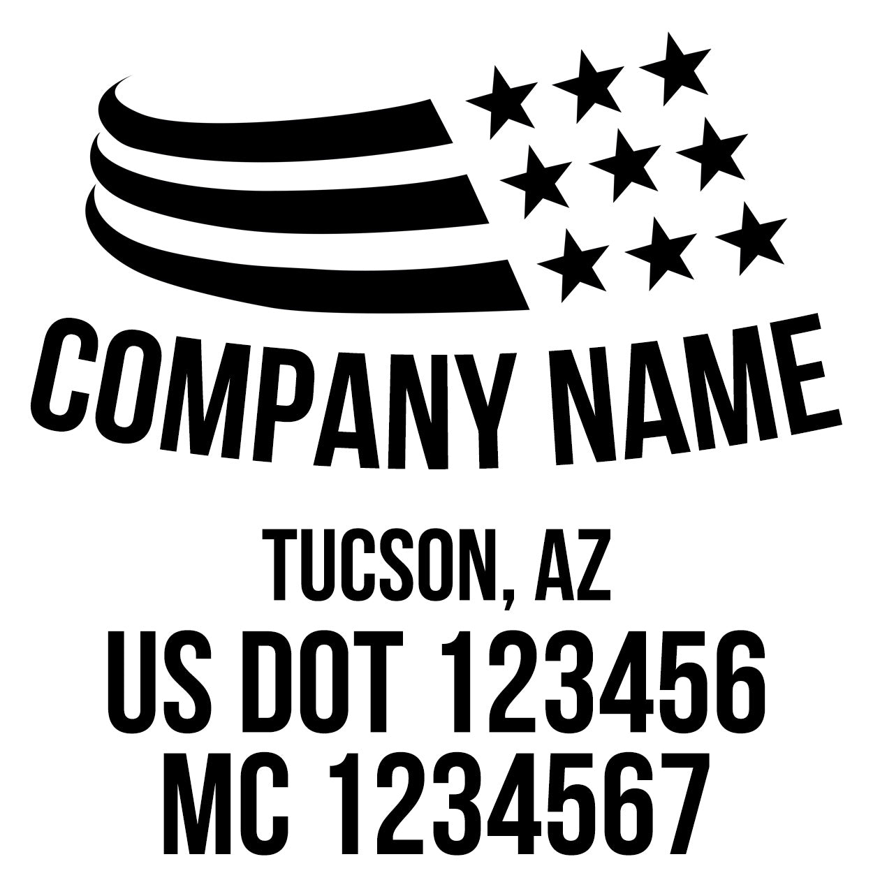 Company Name + 2 Regulation Lines Decal, USDOT (Set of 2) – USDOT 